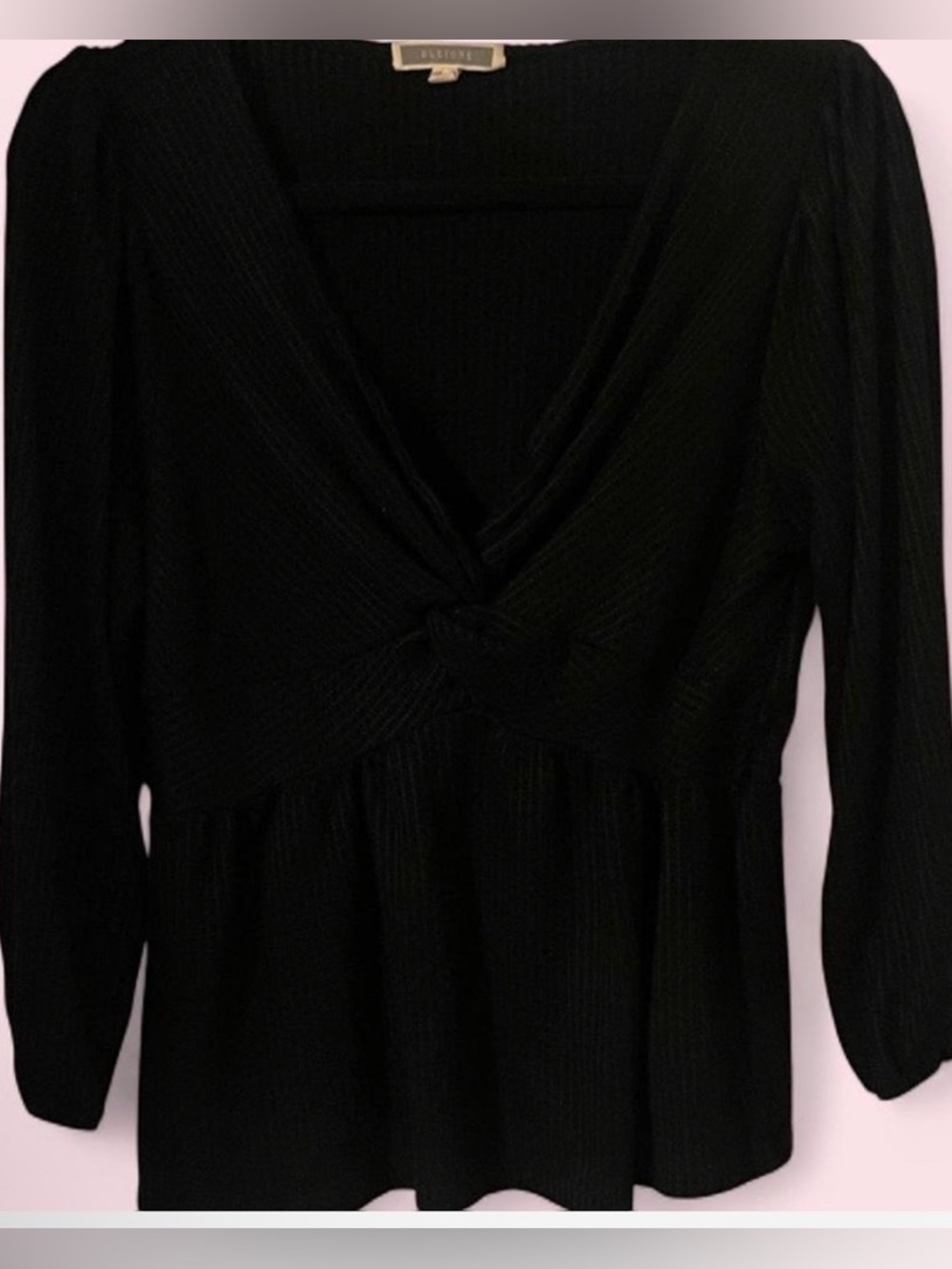 Pleione Black V-Neck Blouse